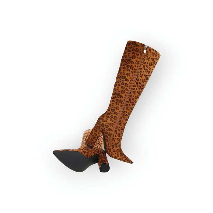 Hoge Luxe - Dames Laarzen - suede - Luipaard