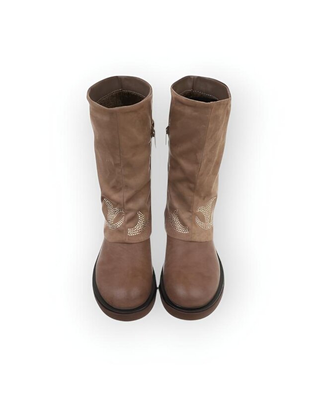 western - Dames Laarzen - Suedine - leder - Strass