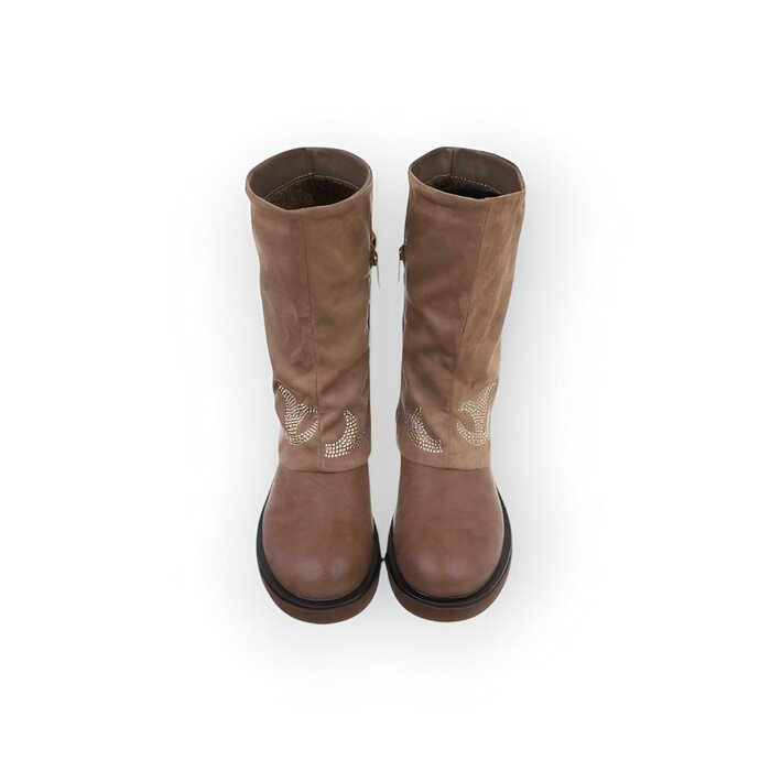 western - Dames Laarzen - Suedine - leder - Strass