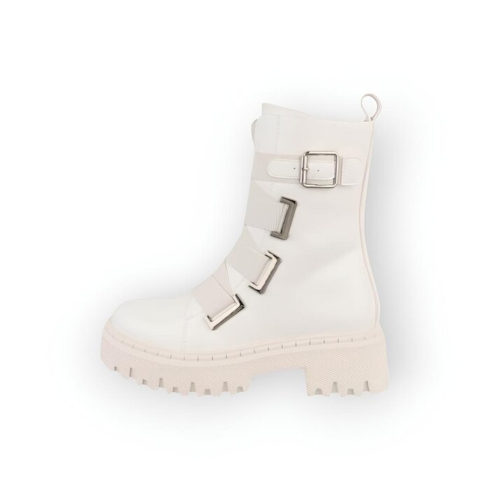 Dames - Enkellaarzen - verband - Leder - Wit