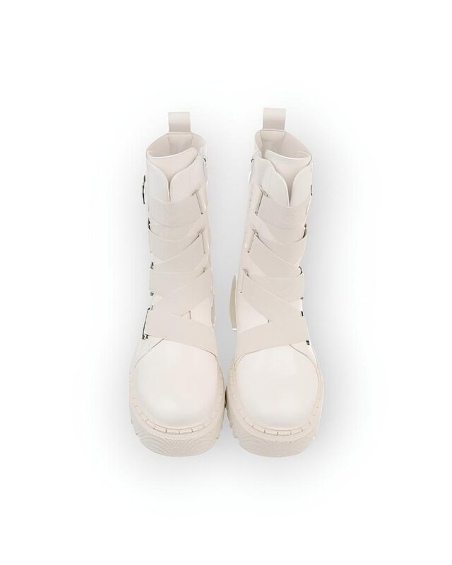 Dames - Enkellaarzen - verband - Leder - Wit