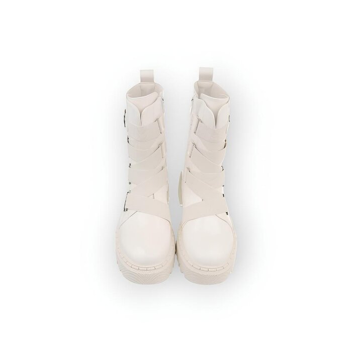 Dames - Enkellaarzen - verband - Leder - Wit