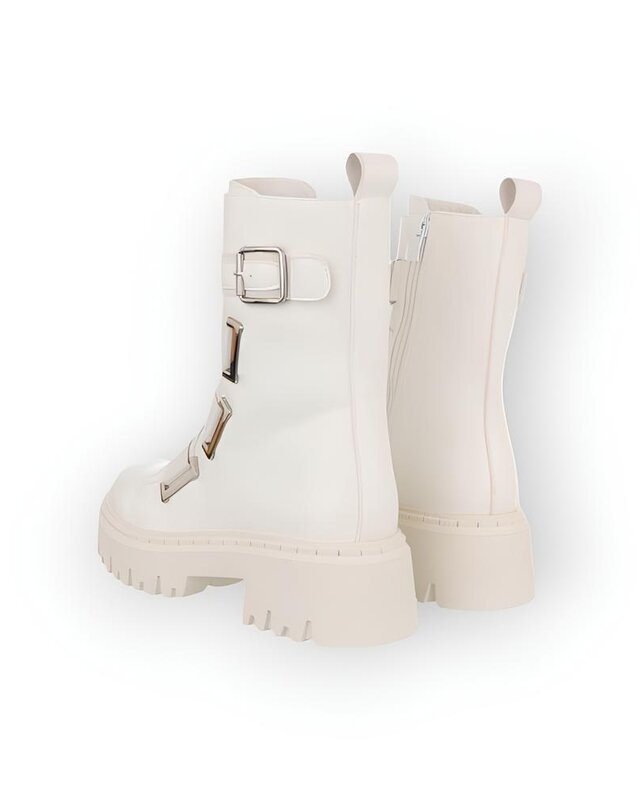 Dames - Enkellaarzen - verband - Leder - Wit