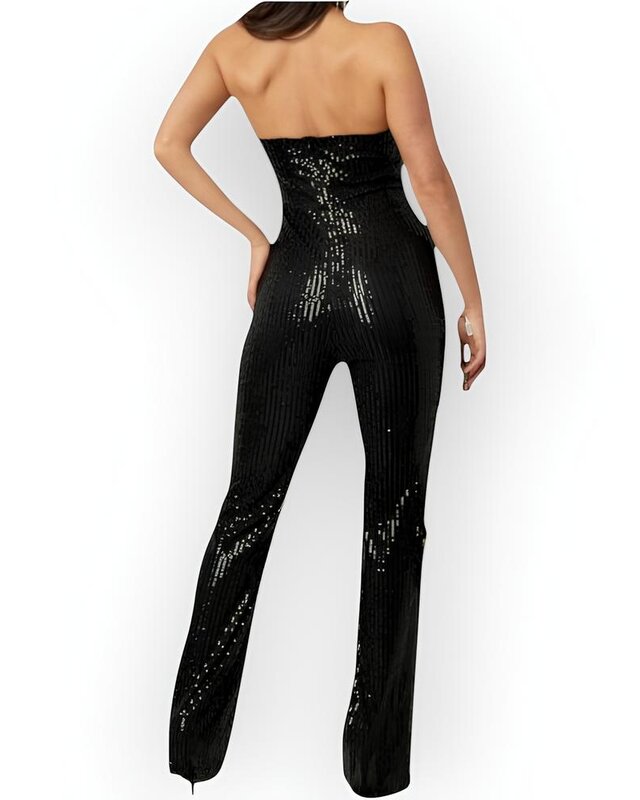 Feestelijke - Dames Jumpsuit - Paillette - Zwart