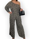 Gedurfde Dames - Jumpsuit Off  Shoulder – Luipaardprint