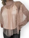 Dames - Blouse - Parelstuds - Tule - Glamour