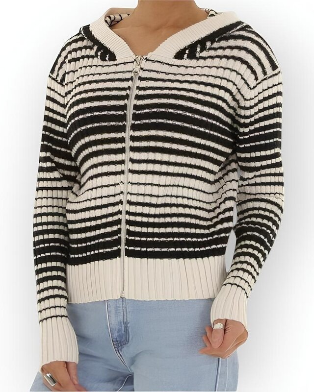 Vest - Gestreept - capuchon - Dames - Mode