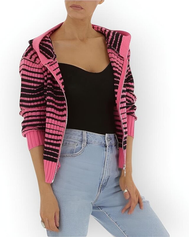 Vest - Gestreept - capuchon - Dames - Mode