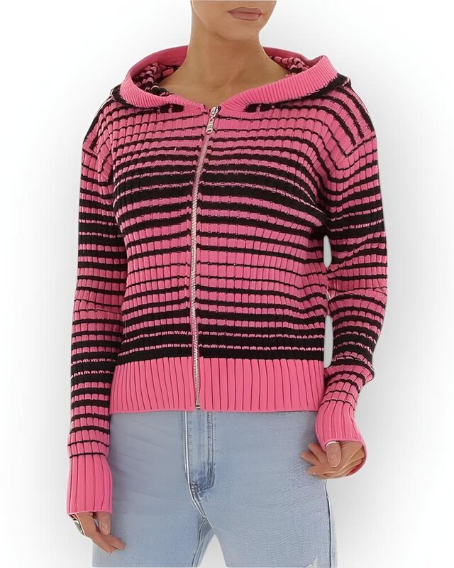 Vest - Gestreept - capuchon - Dames - Mode