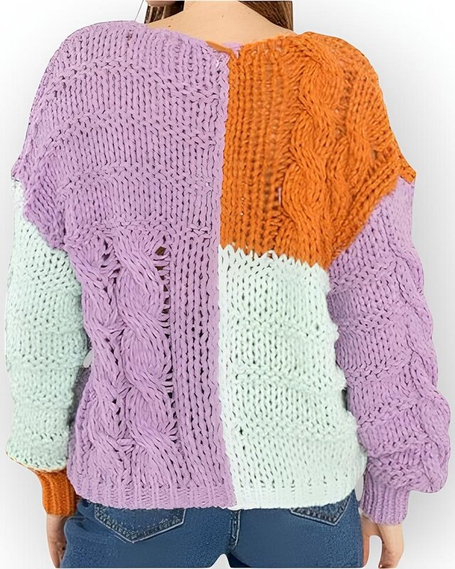 Vest - Bloem - Collorblock - Lila - Dames Mode