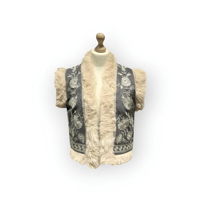 Elegant Vest Faux Bont - Geborduurde Bloemen - Dames