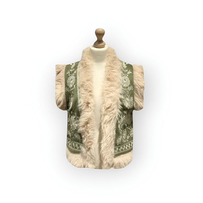 Elegant Vest Faux Bont - Geborduurde Bloemen - Dames