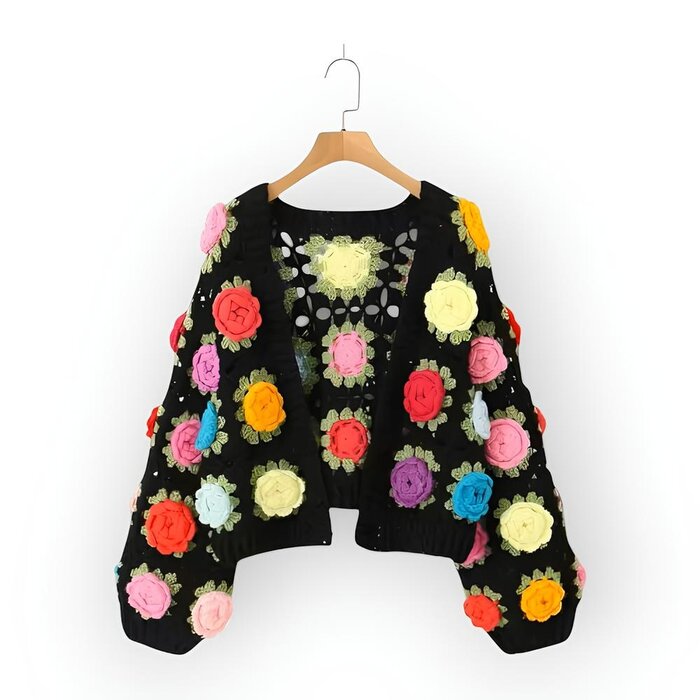 Vest Vintage Bloemen -Handgemaakt