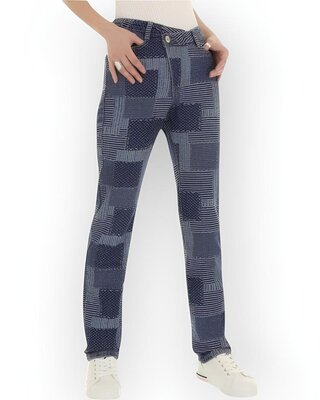Jeans Straight-fit - Patchwork - Dames