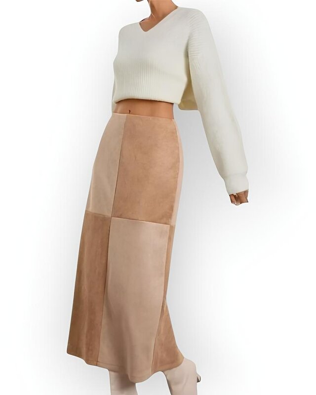 Rok Elegante Suede - Kleurenblok - Dames mode