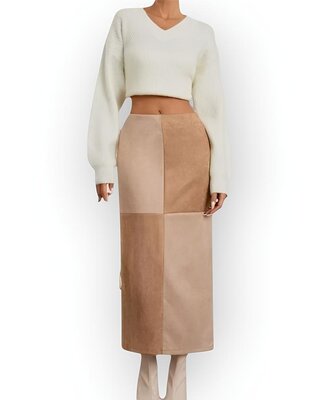 Rok Elegante - Suede - Taupe - Beige