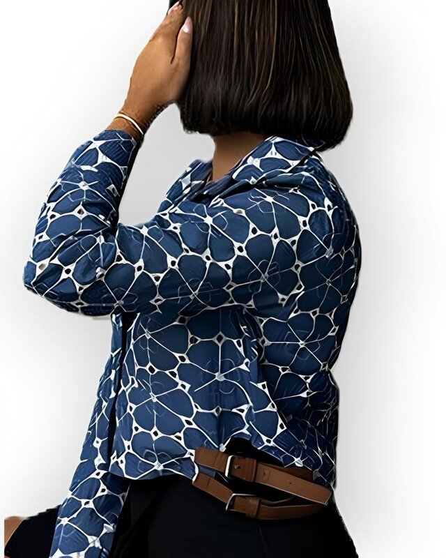 Crop Blouse-Top | Denim Look - Borduursels & Lederen Gespen