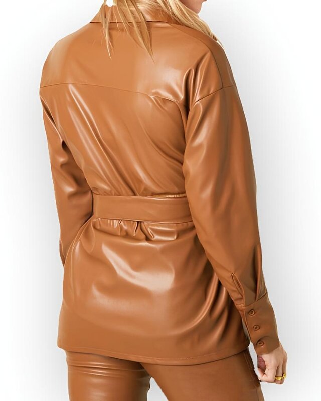 Dames Blouse | Camel Leder – Stoer & Stijlvol