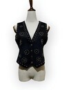 Dames Suèdine Western Gilet | Studs  -  Zwart