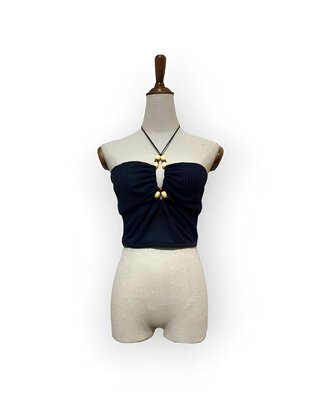 Dames Elastische Halter Crop Top | Trendy Design met Kraaltjes