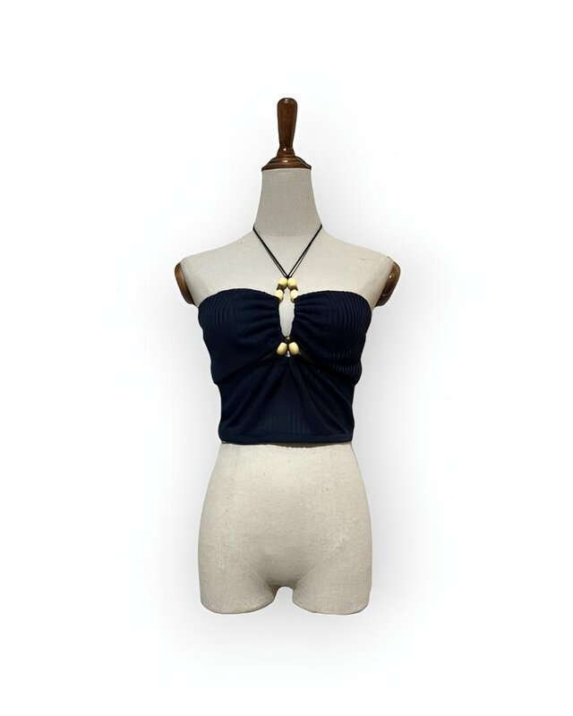 Dames Elastische Halter Crop Top | Trendy Design met Kraaltjes