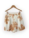 Dames Ecru Short | Geborduurde Bloemen & Comfort Fit