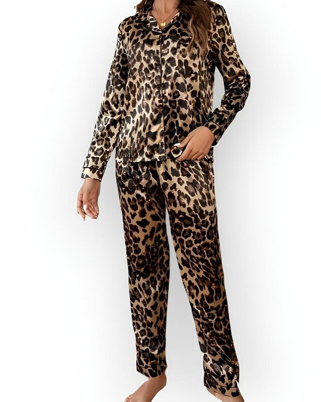 Luxury Leopard | Dames Satijnen Pyjama Set