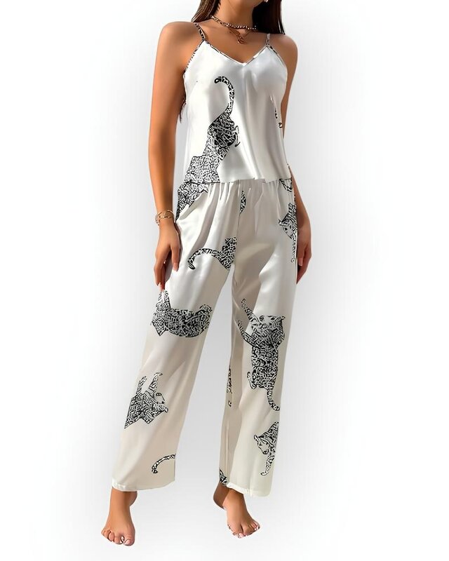 Wild Elegance | Satijnen Dames Pyjama Set –Luipaard