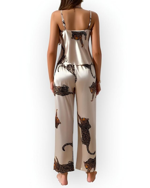 Wild Elegance | Satijnen Dames Pyjama Set –Luipaard