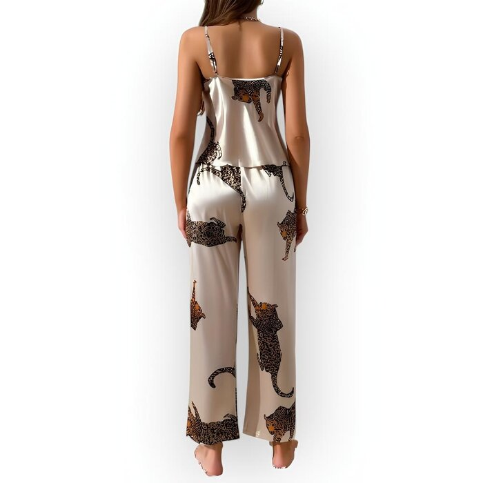 Wild Elegance | Satijnen Dames Pyjama Set –Luipaard
