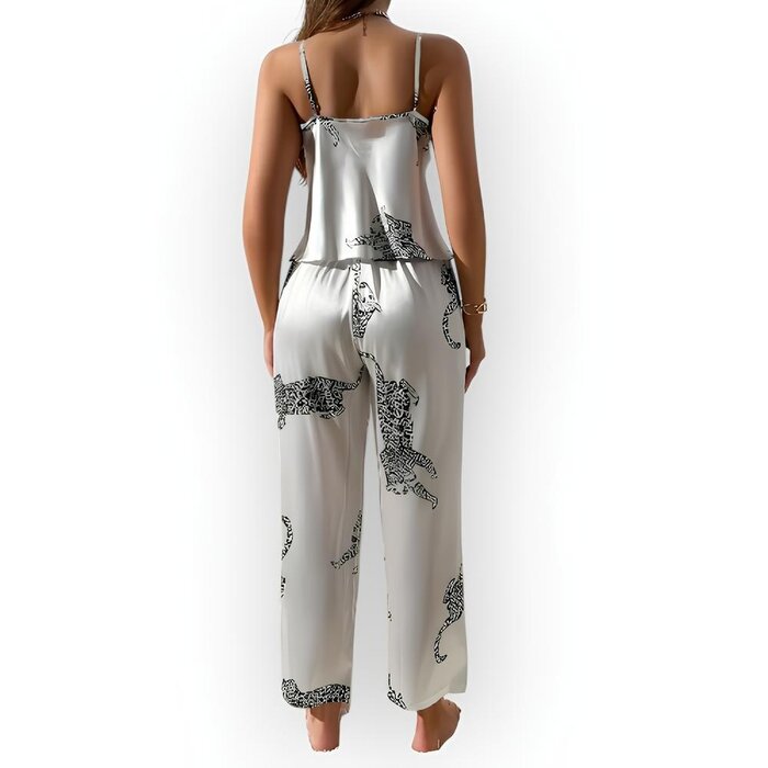 Wild Elegance | Satijnen Dames Pyjama Set –Luipaard