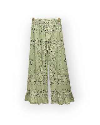 Olive Bandana | Pantalon met Bandana-Print & Ruffel Detail