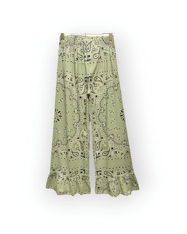 Olive Bandana | Pantalon met Bandana-Print & Ruffel Detail