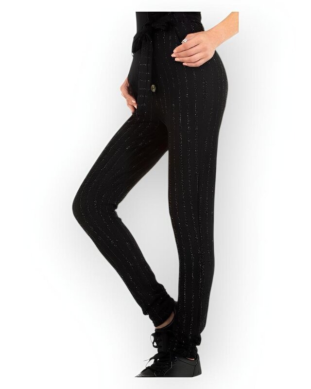 Shimmer Elegance | Zwarte Pantalon - Zilverdraad & Ceintuur