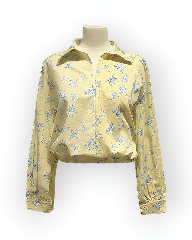 Zomerse Elegantie | Crop Dames Blouse - Bloemenmotief