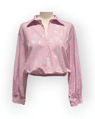 Zomerse Elegantie | Crop Dames Blouse - Bloemenmotief