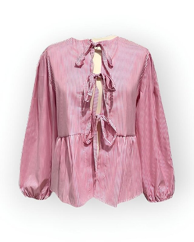 Charmine | Gestreepte Dames Blouse - Knotted