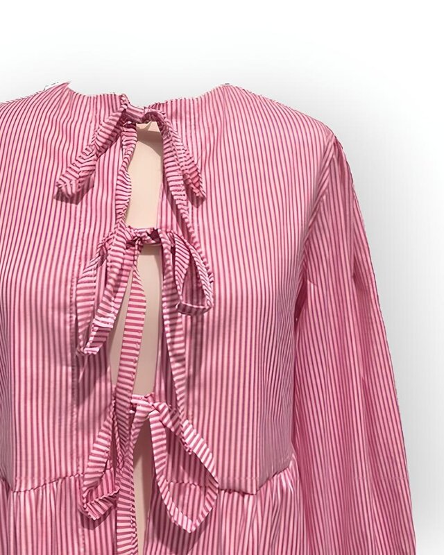 Charmine | Gestreepte Dames Blouse - Knotted