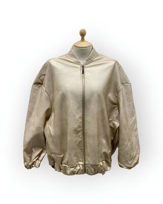 Luna Luxe  Imitatie Dames Leren Jack | Goud - Beige - Vleermuismouw