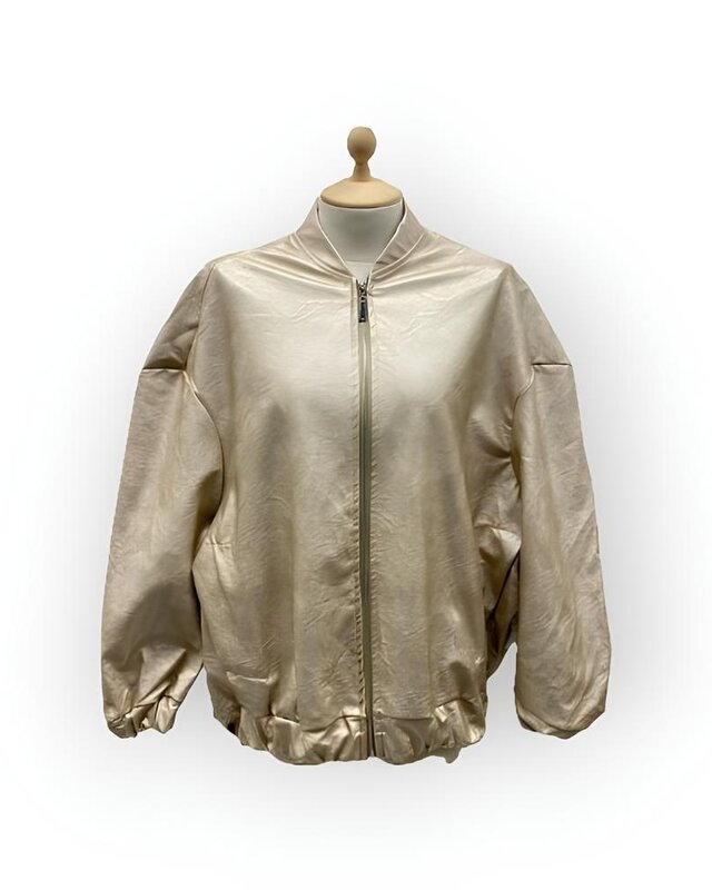 Luna Luxe Imitatie Dames Leren Jack | Goud/Beige - Vleermuismouw