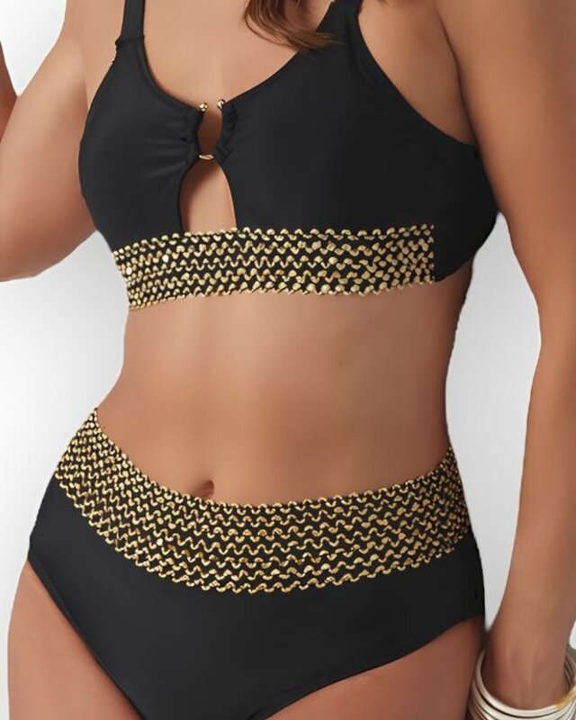 Zaraya | Bikini Set met Gouden Gestikte Banden