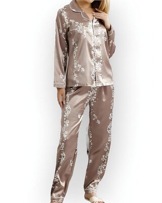 Selena Bloesem | Satijnen Pyjama Set – Champagnekleur