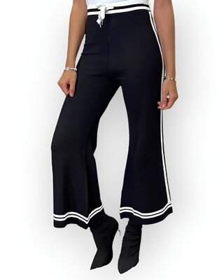 Liva | Dames Palazzo 3/4 Broek - Rechte Witte Streep