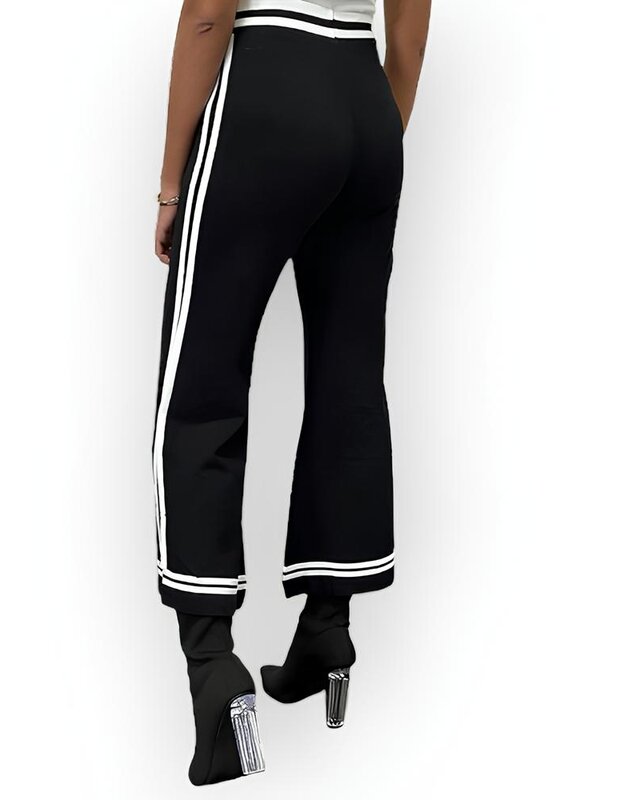 Liva | Dames Palazzo 3/4 Broek - Rechte Witte Streep