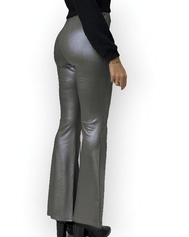 Ziva | Flare Broek in Zilver Metallic - Dames