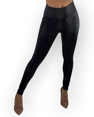 Zenia | Zwarte Dames Legging - 3D Python Effect