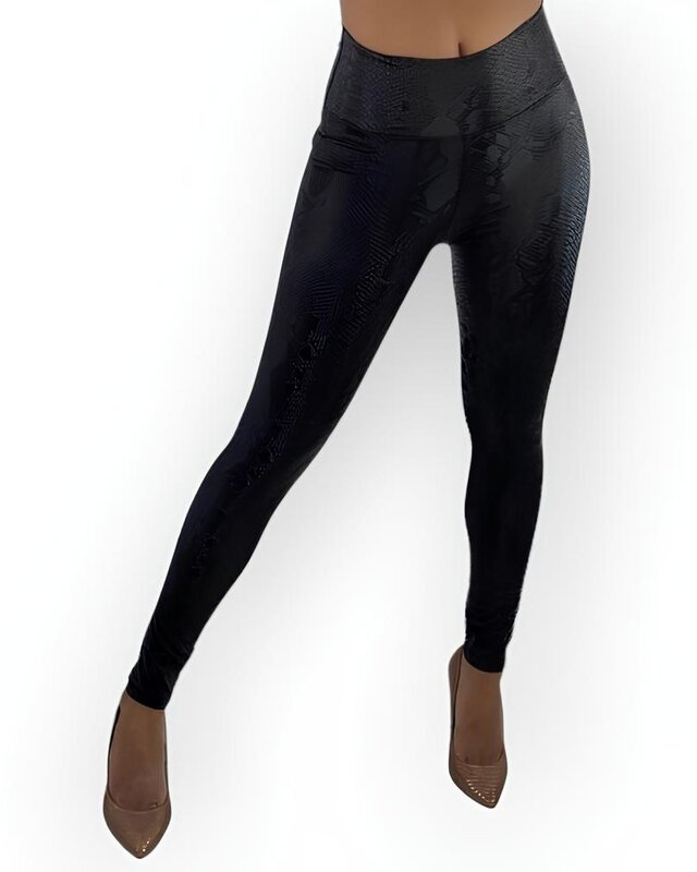 Zenia | Zwarte Dames Legging - 3D Python Effect
