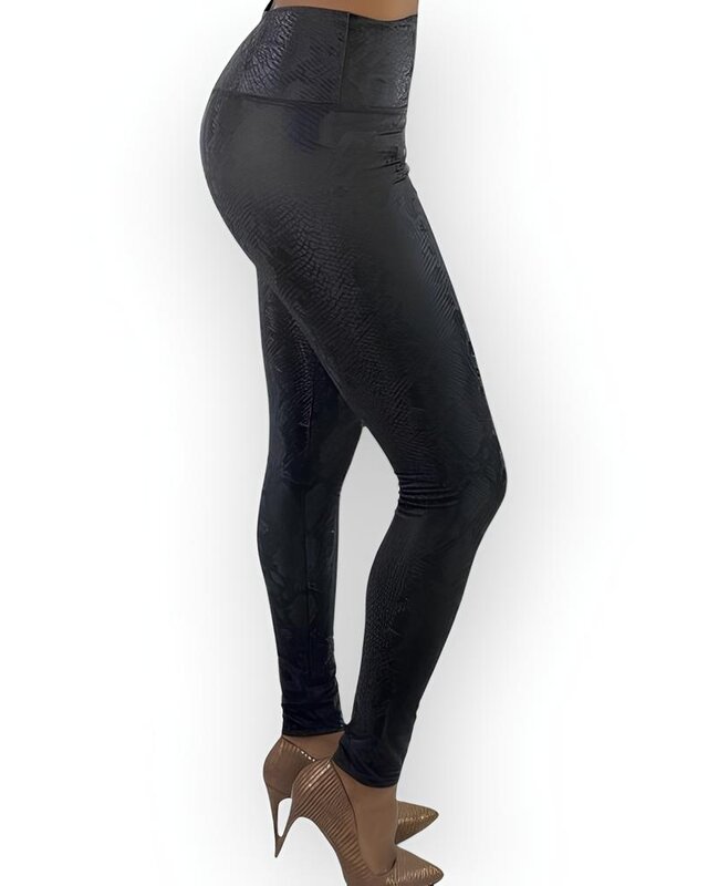 Zenia | Zwarte Dames Legging - 3D Python Effect