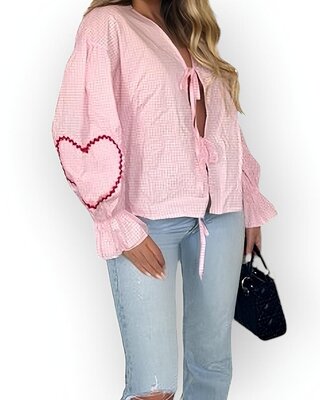 Geblokte Dames  Blouse - Hart