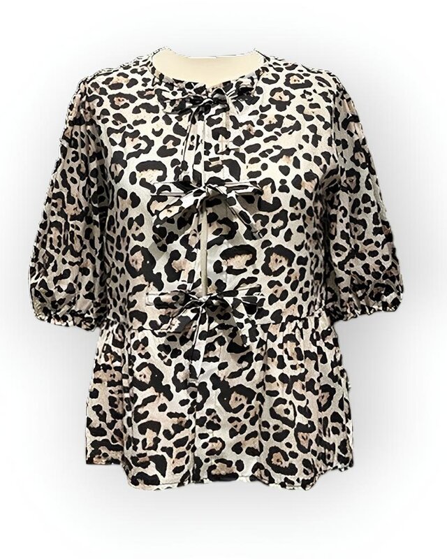 Leo | Luipaardprint Dames Blouse - Knotted